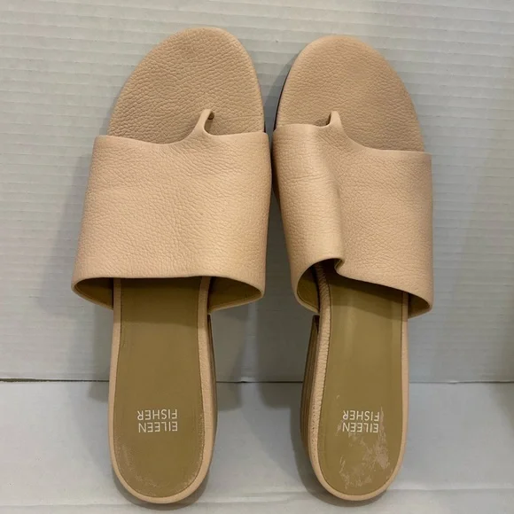Eileen Fisher Women's Cream Slide Sandals thong woman’s size 11 leather - Picture 9 of 9